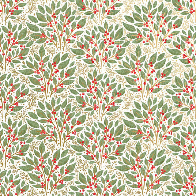 Holly Tapestry White - Gift Wrap - Jumbo Roll (30" x 10 ft.)