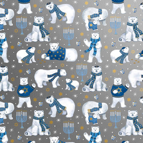 Hanukkah Bears - Gift Wrap - Jumbo Roll (30" x 10 ft.)