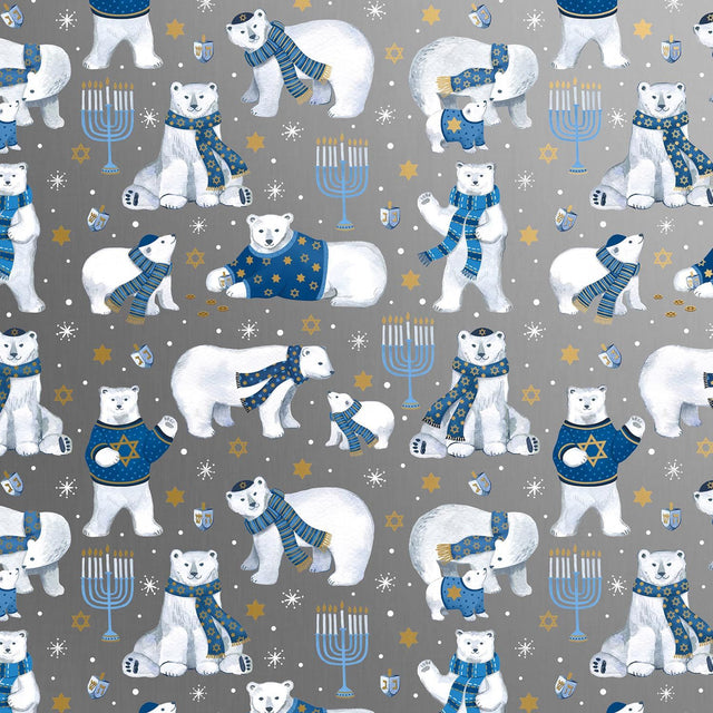 Hanukkah Bears - Gift Wrap - Jumbo Roll (30" x 10 ft.)