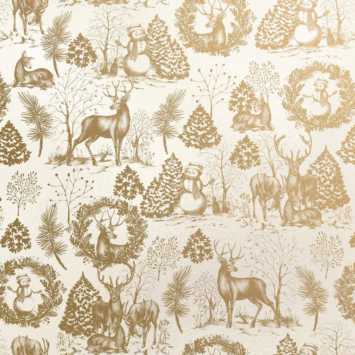 Winter Woods Gold - Gift Wrap - Ream Gift Wrap Roll (30" x 833 ft.)