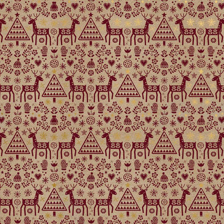 Folksy Winter Kraft - Gift Wrap - Jumbo Roll (30" x 10 ft.)