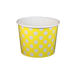 Polka Dot Yellow - Ice Cream Cup - (16 oz) 4-3/8" Dia x 3-1/4" H