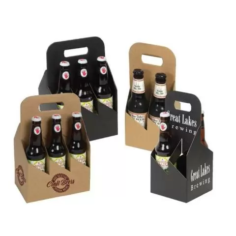 12 oz Beer Bottle Carriers - Black & Kraft - Box & Wrap