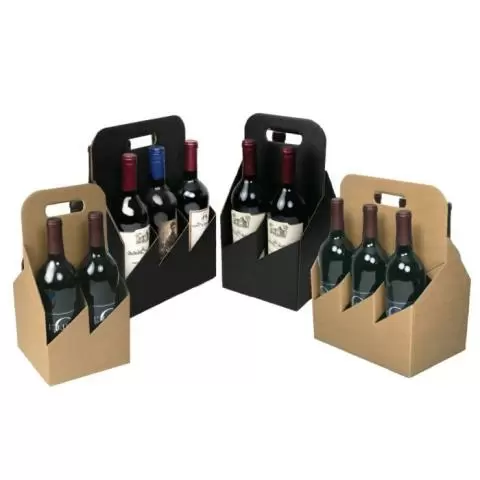 750 ml Wine Bottle Carriers - 4 & 6 Bottle - Black & Kraft