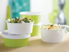 White and Green Take Out Cups & Bowls