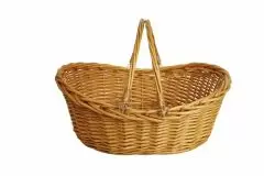 Honey Stained Willow - Hinged Handle Basket - 19.5 x 15 x 6" (8" OAH)