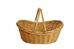 Honey Stained Willow - Hinged Handle Basket - 17 x 12 x 5.25" (7" OAH)