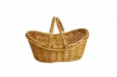 Honey Stained Willow - Hinged Handle Basket - 13.5 x 9.25 x 4.25" (6" OAH)