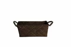 Expresso - Faux Leather Black Handles - Side Handle Basket - 13 x 7 x 6"