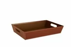 Brown - White Stitching - Market Tray - 17 x 11 x 3"