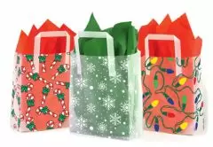 Christmas Frosted Plastic Gift Bags