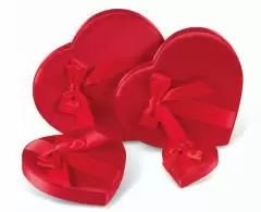 Red Satin Heart Candy Boxes