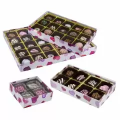 Watercolor Valentine Hearts - Clear Lid Rigid Candy Boxes