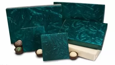 Embossed Forest Green Rigid Candy Boxes