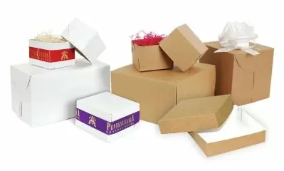 2 Piece Lock Corner Gift Boxes - White and Kraft