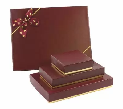 Burgundy Lid / Gold Base Rigid Candy Boxes