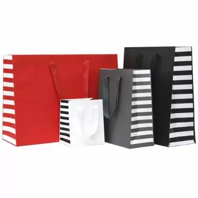 Side Stripe Manhattan Gift Bags with Twill Ribbon Handles