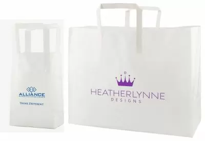 Frosted Clear Tri-Fold Handle Shopping Bags