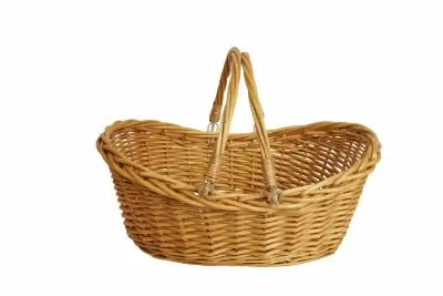 Honey Stained Willow - Hinged Handle Basket - 17 x 12 x 5.25