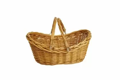 Honey Stained Willow - Hinged Handle Basket - 13.5 x 9.25 x 4.25