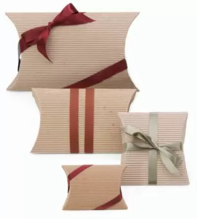 Corrugated Pillow Boxes - Natural Kraft