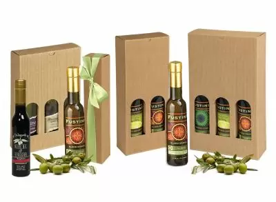 Textured Kraft Olive Oil and Vinegar Boxes