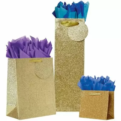 Gold Sparkle Bags and Wrap Collection - BoxAndWrap.com