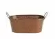 Hammered Metal - Copper - Oval Metal Side Handle Tub / Double Planter - 9 x 5.25 x 3.75