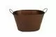 Hammered Metal - Copper - Oval Metal Side Handle Tub / Planter - 10.5 x 8.25 x 6