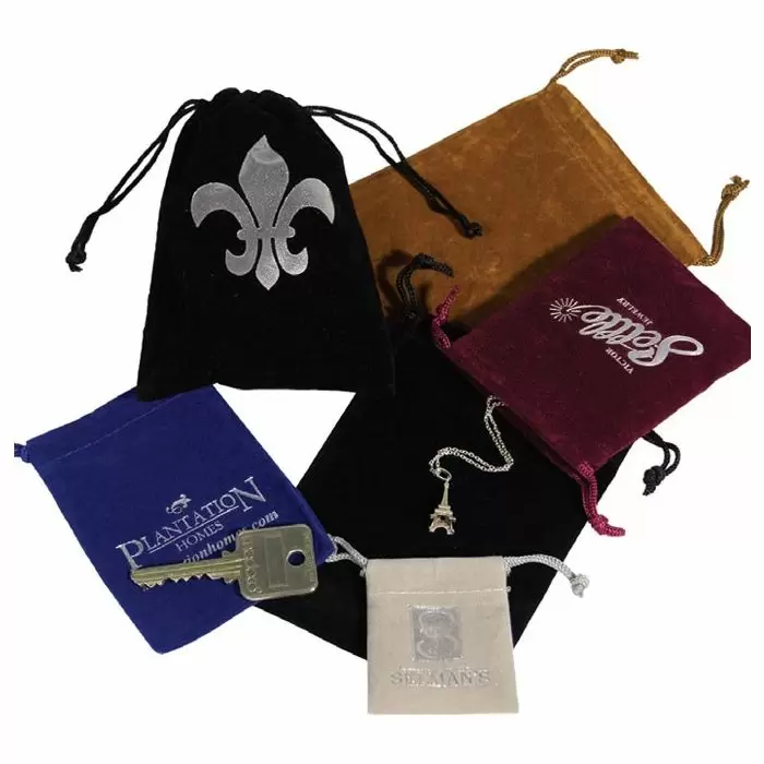 Velvet pouches with new arrivals logo
