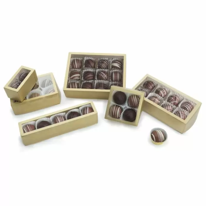 Frosted Gold Window Candy Boxes Box Wrap