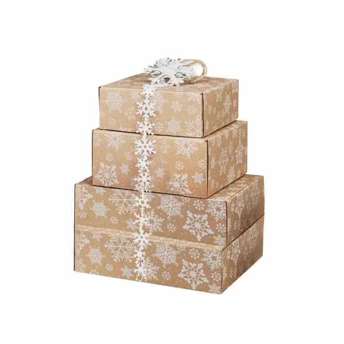 Kraft Snowflakes Shipping Boxes Box and Wrap