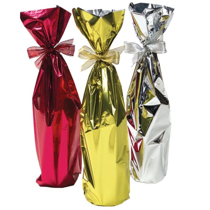 MYLAR GIFT BAG FOR WINE METALIZED PACKED 100 per lot 