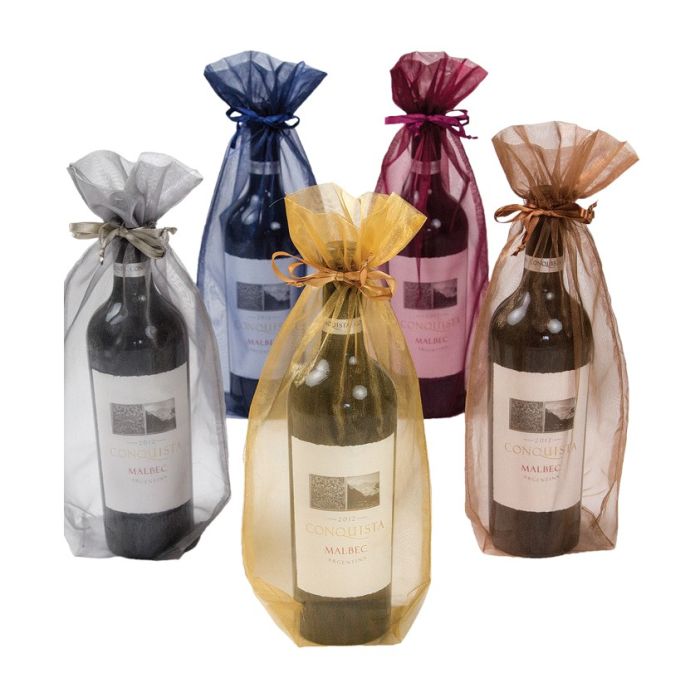 Parties Birthday Wine Wrapping Decoration Supplies 10 Pieces Organza Wine Bag Mesh Wine Bag Organza Sheer Wine Bag Drawstring Wine Wrapping Bag for Weddings White