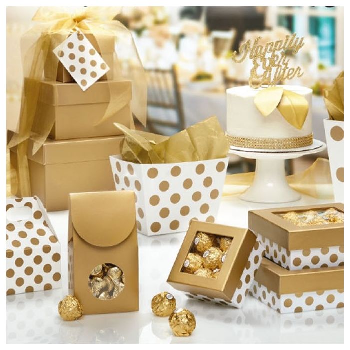 Elegant Gable Gift Boxes Great for Parties Metallic Holo gold 