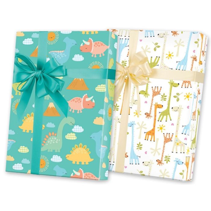 Pack 4,8,16 6 ft X 30 in Roll Assorted Designs Baby Shower Wrapping Paper 